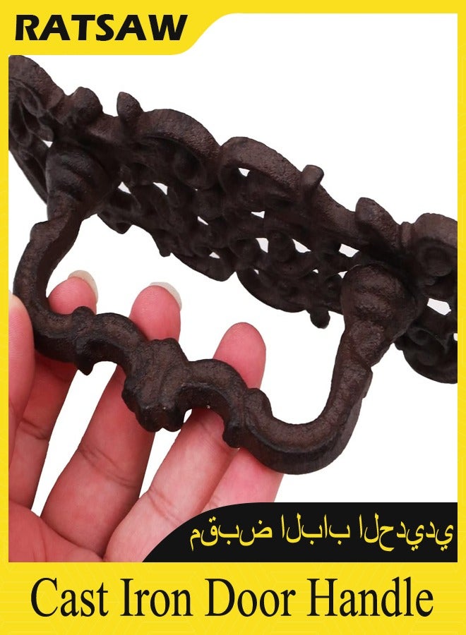 23.5cm Cast Iron Door Handle Heavy Duty Vintage Style Barn Door Wooden Door Pull Handle Passage Home Hallway Closet Garden Gate Shed Cabinet Door Grab Handle Indoor or Outdoor - Image 3