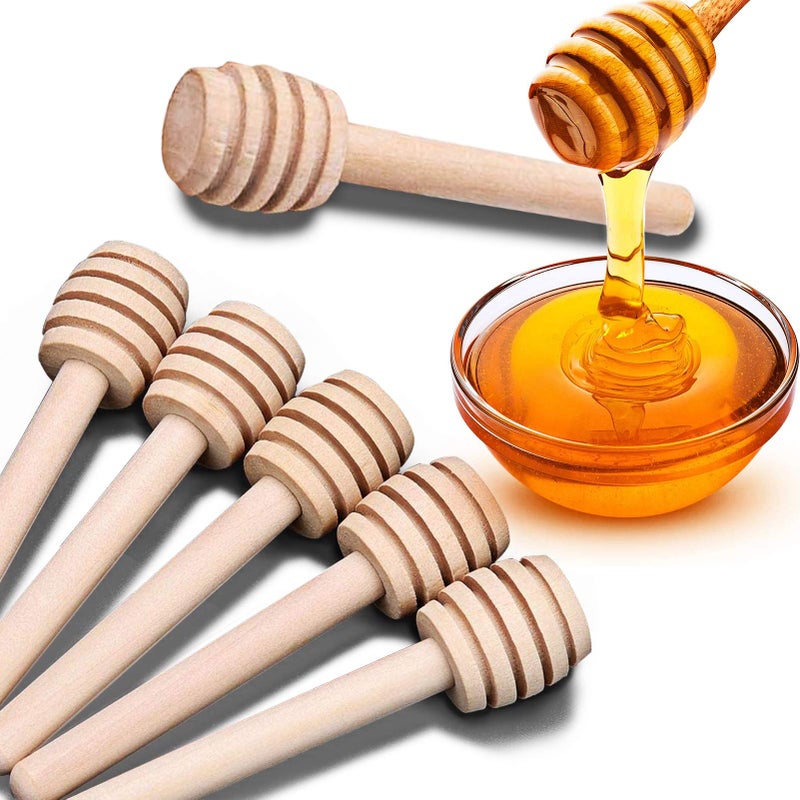 zhajiang 24 Pack Mini Wooden Honey Dipper Sticks Honey Dippers 3 inch with Individually Wrapped Server for Honey Jar Dispense Drizzle Honey and Wedding Party Favors