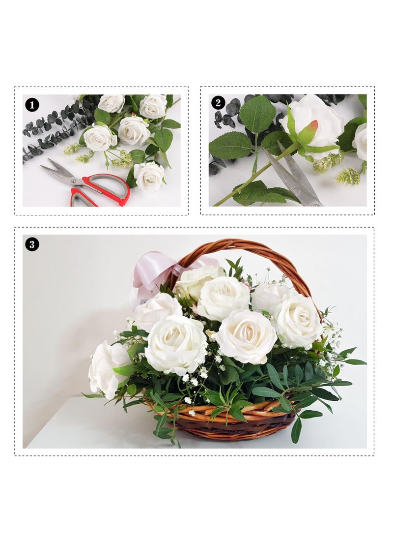 ZERIFAM Artificial Silk Rose, 15pcs White Rose Artificial Flowers, Fake Roses Bouquet Long Stem Roses for Christmas Day Home Party Decoration Wedding and Table Centerpiece  - Image 4