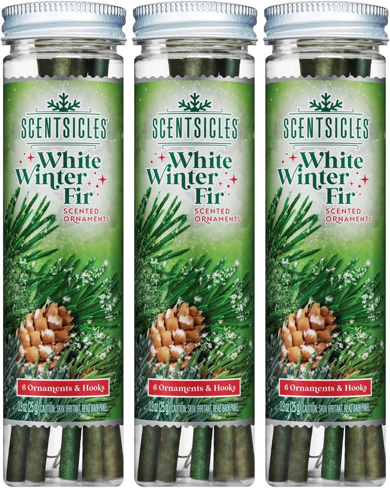 ScentSicles White Winter Fir Scented Christmas Tree Ornaments - 3 Bottles (18 Sticks Total) - Image 1