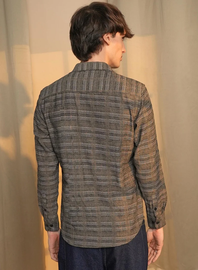 CAHOOT  Men's Olive Brown Tartan Plaid Shirt for Men | Best Price UAE