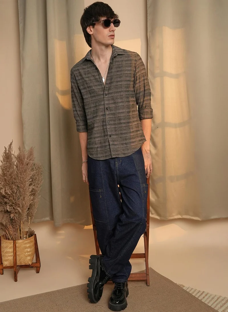 CAHOOT  Men's Olive Brown Tartan Plaid Shirt for Men | Best Price UAE
