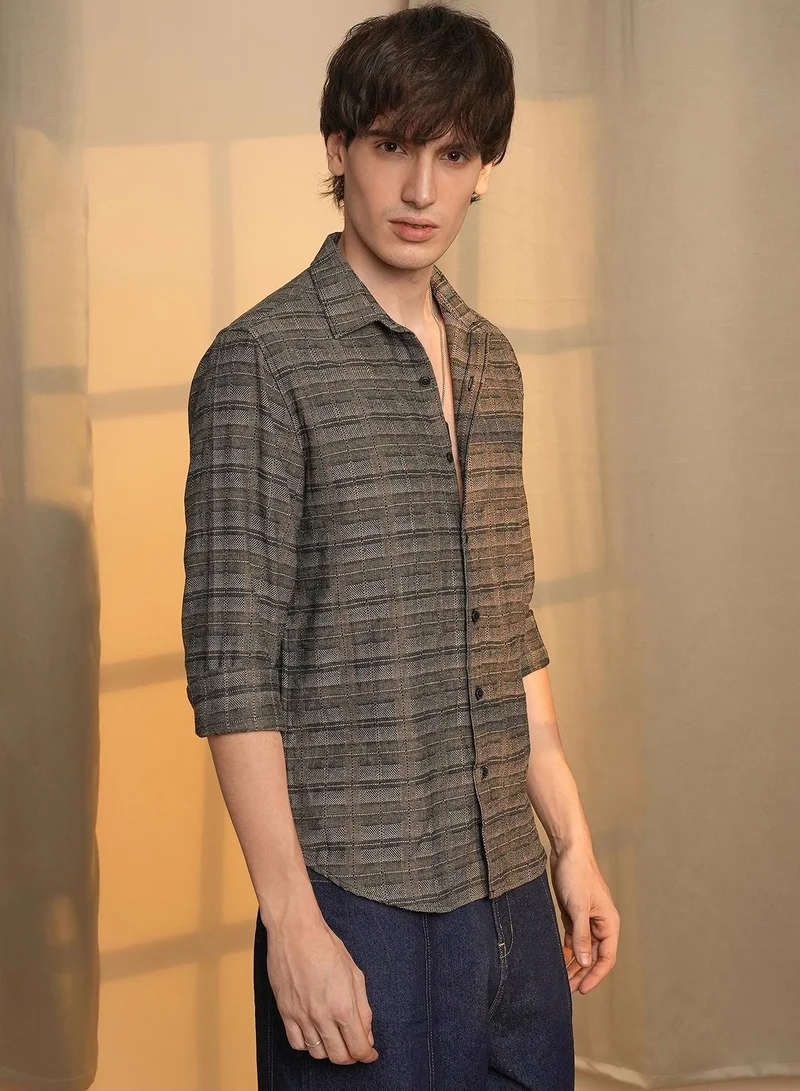 CAHOOT  Men's Olive Brown Tartan Plaid Shirt for Men | Best Price UAE