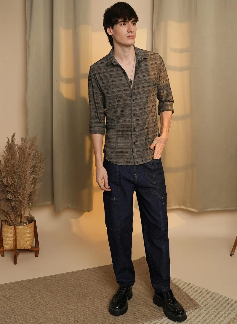 CAHOOT  Men's Olive Brown Tartan Plaid Shirt for Men | Best Price UAE