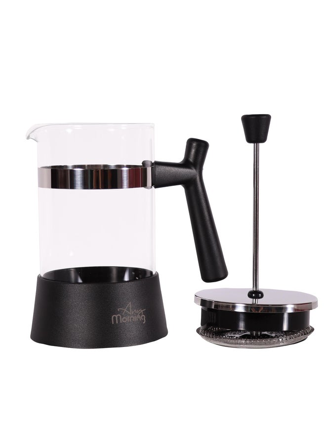 Any Morning French Press Coffee and Tea Maker with Fine Mesh Stainless Steel Filters 600ml Black - Image 2