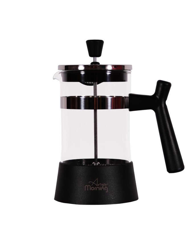 Any Morning French Press Coffee and Tea Maker with Fine Mesh Stainless Steel Filters 600ml Black - Image 1
