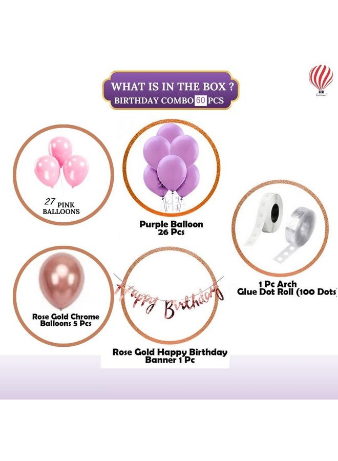 HK balloons Cardstock 59 Pcs Set Birthday Decoration Item Happy Birthday Banner Balloons Kit Combo For Kids, Adults Birthday Decoration Backdrop Set Wife Husband, Multicolor - Image 2