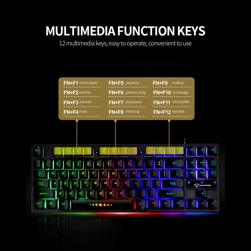 GK-10 USB Wired 87 Keys Ergonomic Gaming Keyboard - Image 5