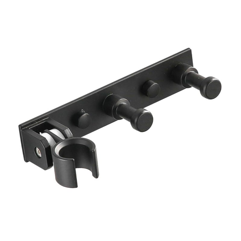 حامل رأس دش أسود مع خطاف تخزين مثبت على الحامل الحائطي لمنظم الحمام - Image 2