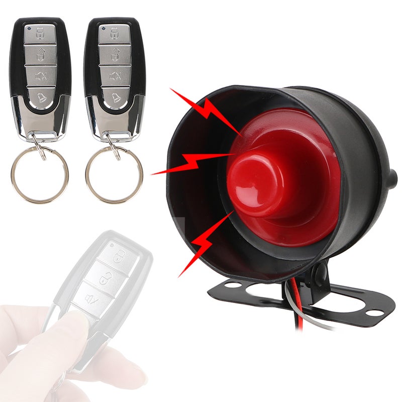 Universal Car Alarm Non-Destructive Installation 12Volt Automobile Protecting System Device 7-Levels Sensitivity Vehicle Alarm System with 2 Remote Controllers - Image 1