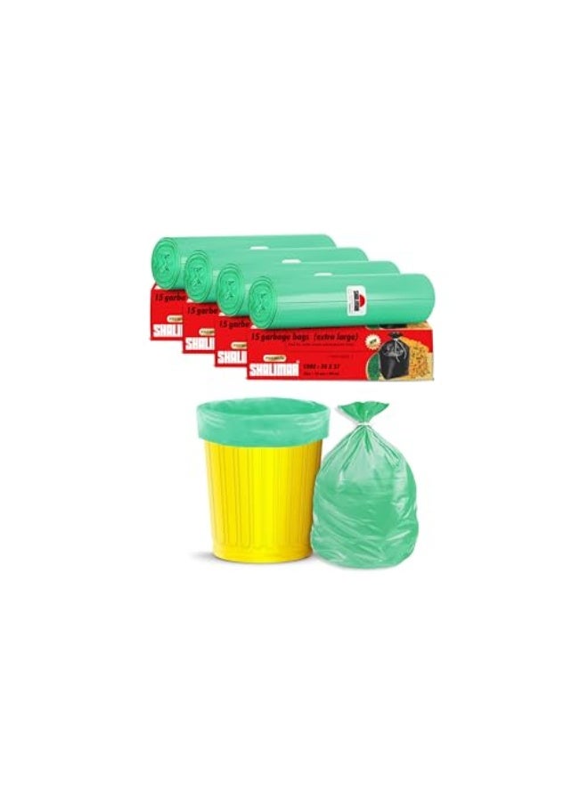 Shalimar 60 Pcs - 45 Gallon Heavy Duty Garbage Bag, Lavender Fragrance – Leak-Proof Dustbin/Trash/Waste Bags – 76 x 94 cm – Fits 35 to 45 Gallon Bins – Green - Image 1