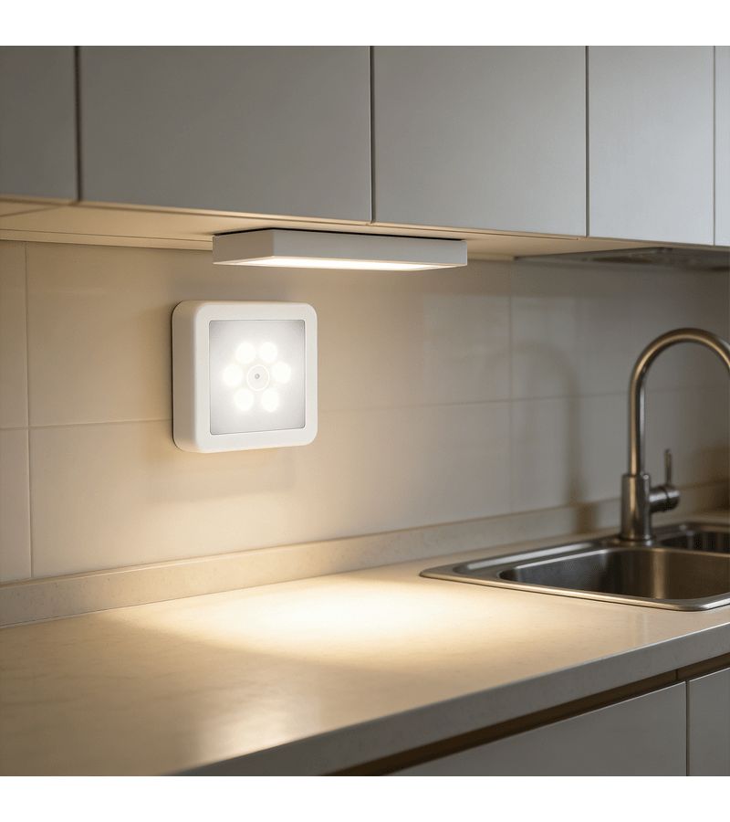 6 مصباح حائط سلم مزود بحساس LED يعمل بالبطارية، ضوء ليلي بمستشعر حركة، ضوء مربع للشرفة والسلالم وخزانة الكتب وغرفة النوم، مصباح حائط سلم استشعار، أبيض ساطع. - Image 5