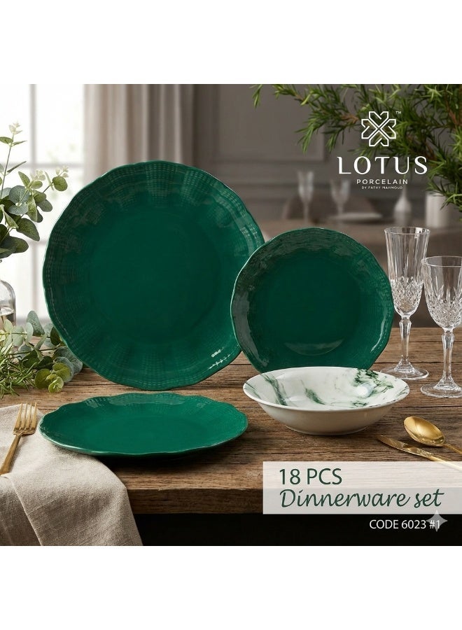 طقم عشاء من البورسلين مكون من 18 قطعة , من لوتس - Image 1