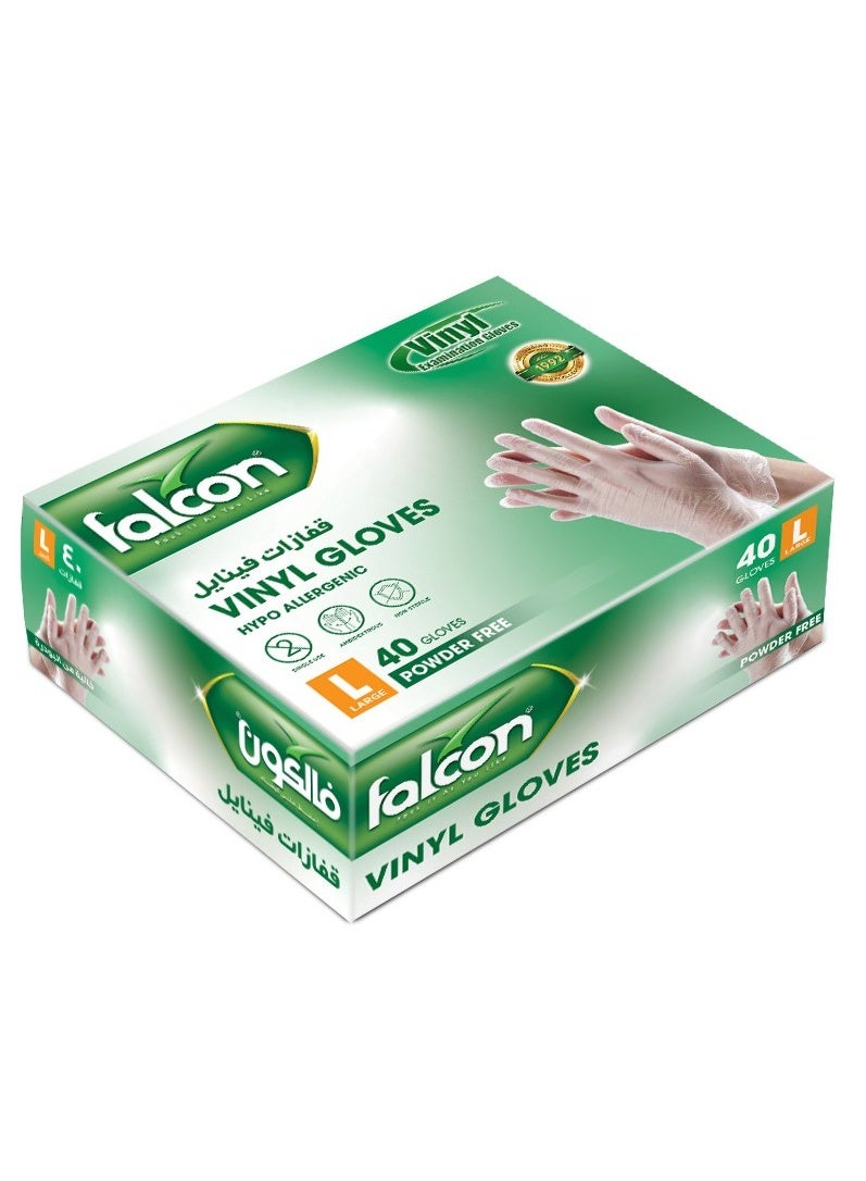 Falcon Powder Free Vinyl Gloves Size Large 40 Pieces 1 Packet - Image 2