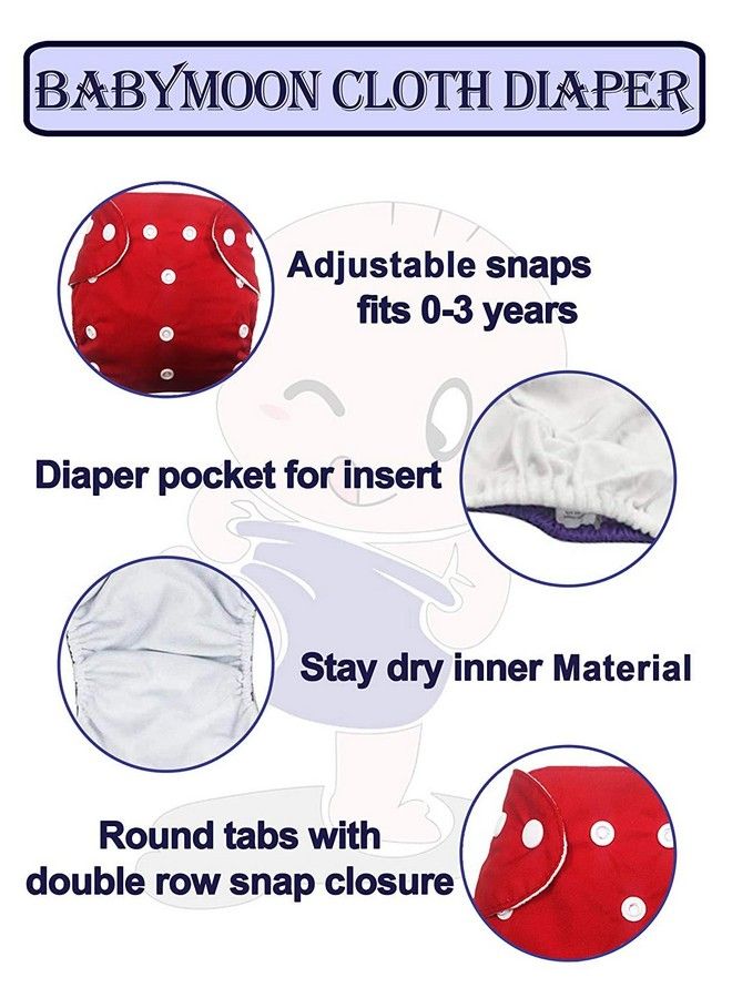 BabyMoon Washable Baby Diaper Premium Cloth Diaper Reusable Adjustable Size Waterproof Pocket Cloth Diaper Nappie (Without Insert) (Pack Of 2 Pink & Orange) - Image 3