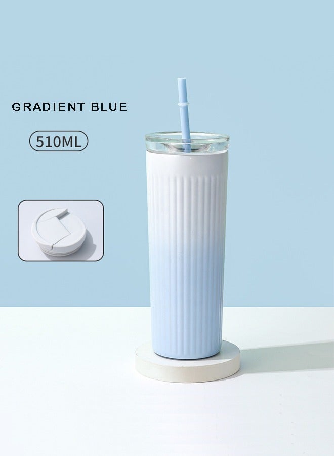 QINGYAN 510 ML Stainless Steel Travel Coffee Mug,  Suitable for Iced and Hot Drinks, Double Cover,  Large Capacity Insulated Cup - Image 1