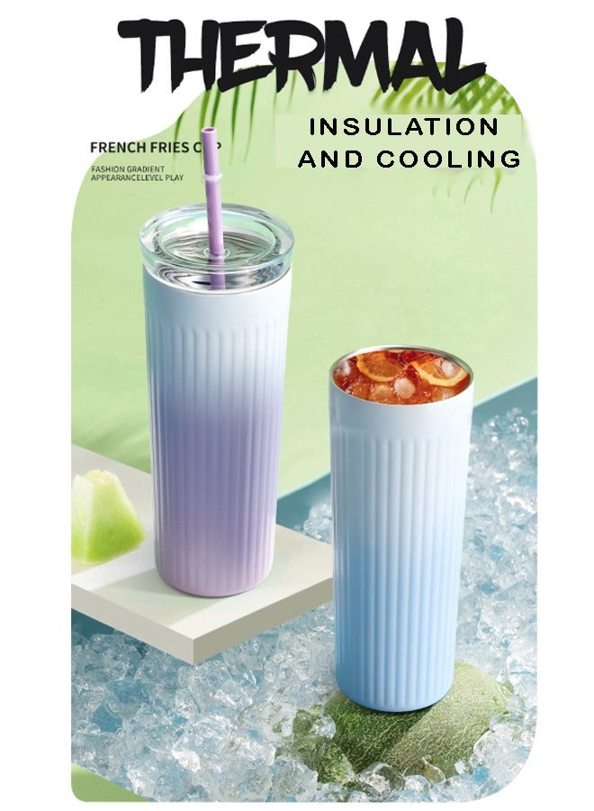 QINGYAN 510 ML Stainless Steel Travel Coffee Mug,  Suitable for Iced and Hot Drinks, Double Cover,  Large Capacity Insulated Cup - Image 4