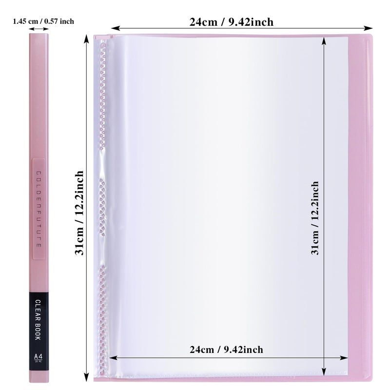 Tuhangcc Binder with Plastic Sleeves 8.5x11 20-Pocket- Heavy Duty Art Portfolio Folder with Clear Sheet Protectors,Displays 40Pages, Presentation Book for Artwork, Document Organizer(Pink) - Image 2