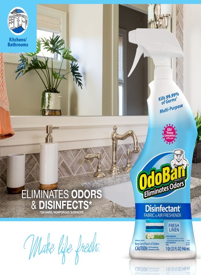 OdoBan Ready-to-Use Disinfectant and Harsh Aroma Eliminator, Cleaner and Fabric/Air Freshener, Set of 2, 14.6 Ounce 360-Degree Continuous Spray and 32 Ounce Trigger Spray, Fresh Linen Scent - Image 5
