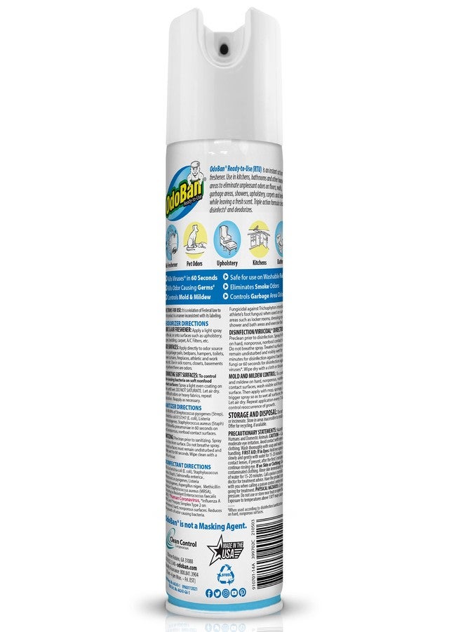 OdoBan Ready-to-Use Disinfectant and Harsh Aroma Eliminator, Cleaner and Fabric/Air Freshener, Set of 2, 14.6 Ounce 360-Degree Continuous Spray and 32 Ounce Trigger Spray, Fresh Linen Scent - Image 2
