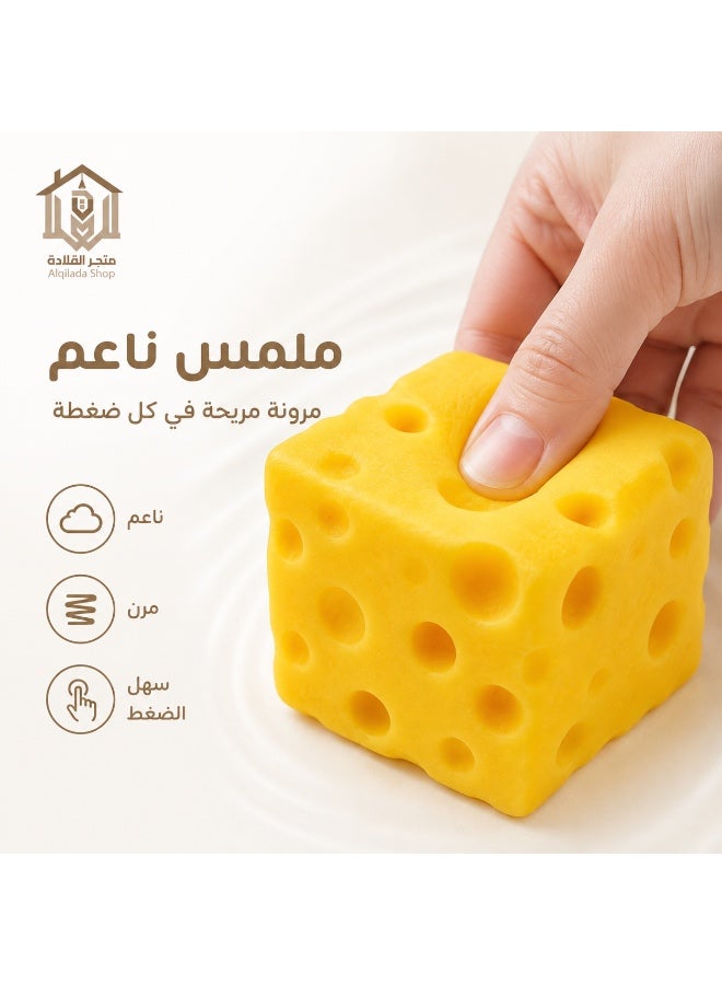 CME Swiss Cheese Cube Anti-Stress Squishy Toy – Soft Elastic Sensory Fidget Toy - Image 3
