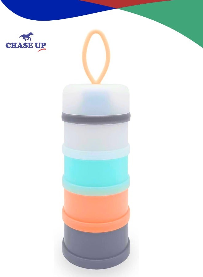 تشيس اب موزع حليب الأطفال، حاوية حليب الأطفال، خالية من مادة BPA، 4 طبقات، حاوية تخزين سفرية لطعام الأطفال، حاوية محمولة لمسحوق الحليب، حاوية تخزين وجبات خفيفة للأطفال قابلة للتكديس ومقاومة للانسكاب - Image 1