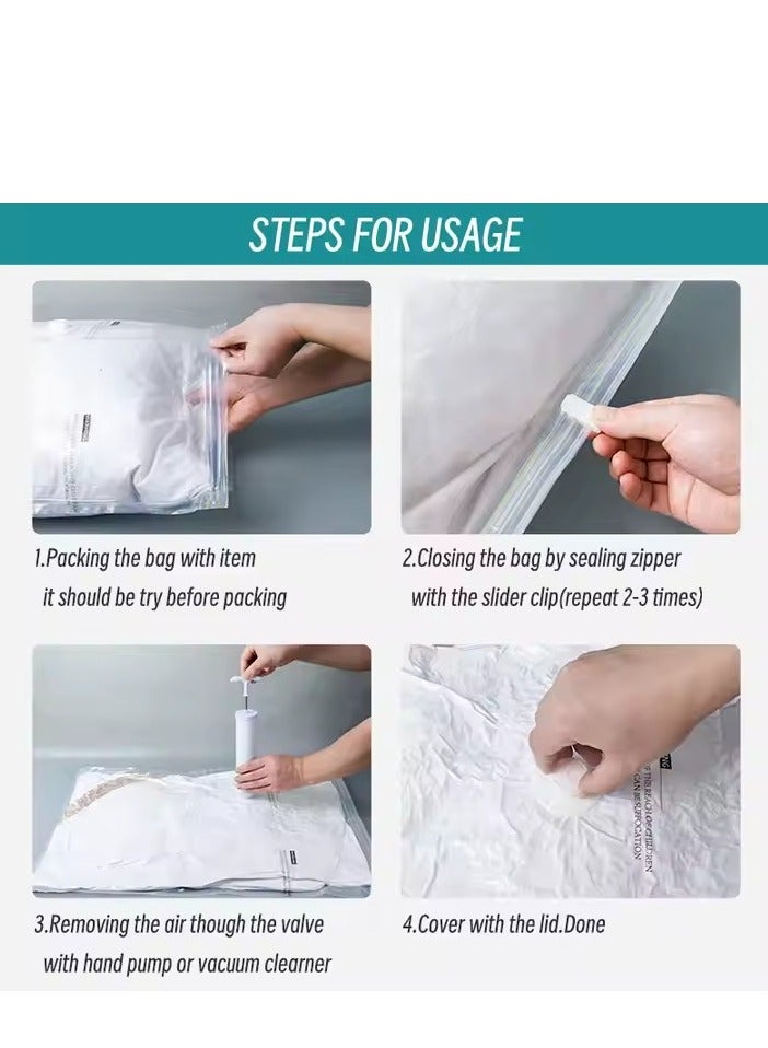 BlueFire 10 Pack Reusable High-Quality Vacuum Storage Bags for Clothes – 10-Pack Space Saver, Durable & Flexible Design, Transparent Reusable Bags for Travel & Home Organization, Airtight Compression (Multi Sizes)  - Image 3