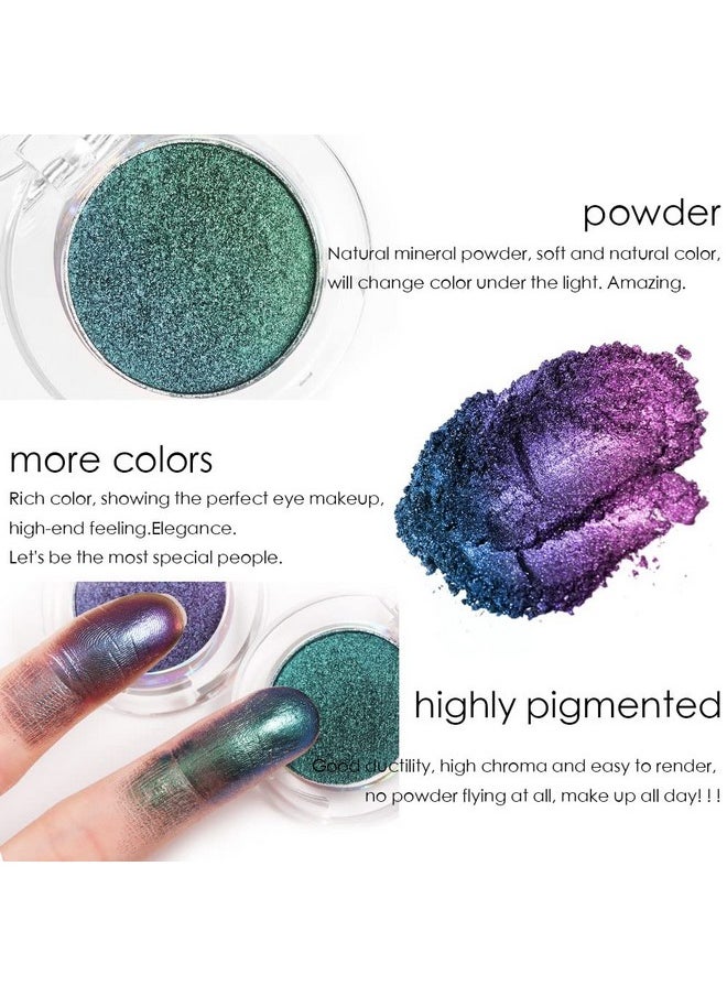 evpct - 2Pcs Purple Emerald Green Blue Duochrome Multichrome Chameleon Chrome Eyeshadow Palette Holographic Set Bright Purple High Pigment Shimmer Concrete Minerals Blue Eyeshadow Loose Powder,2G,03&04 - Image 1