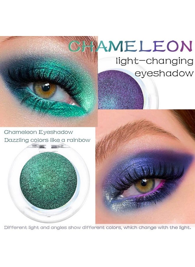 evpct - 2Pcs Purple Emerald Green Blue Duochrome Multichrome Chameleon Chrome Eyeshadow Palette Holographic Set Bright Purple High Pigment Shimmer Concrete Minerals Blue Eyeshadow Loose Powder,2G,03&04 - Image 1