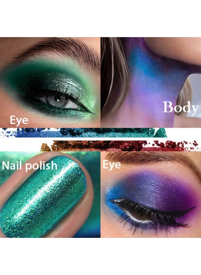 evpct - 2Pcs Purple Emerald Green Blue Duochrome Multichrome Chameleon Chrome Eyeshadow Palette Holographic Set Bright Purple High Pigment Shimmer Concrete Minerals Blue Eyeshadow Loose Powder,2G,03&04 - Image 1