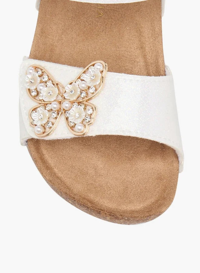Flora Bella By Shoexpress Butterfly Accent Sandals with Hook and Loop Closure