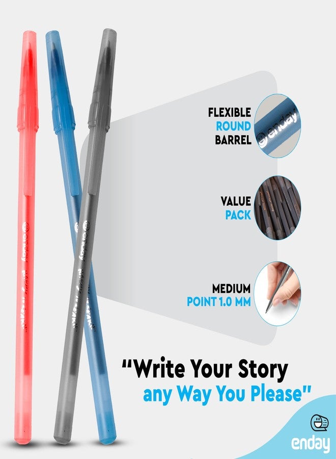 Enday Ballpoint Pens Bulk Blue, Black, and Red Pens (240 Pack) 100 Black & 100 Blue & 40 Red - Medium Point (1.0mm) Flexible Round Barrel For Writing Comfort, Pens Bulk for School, Home and Office. - Image 3