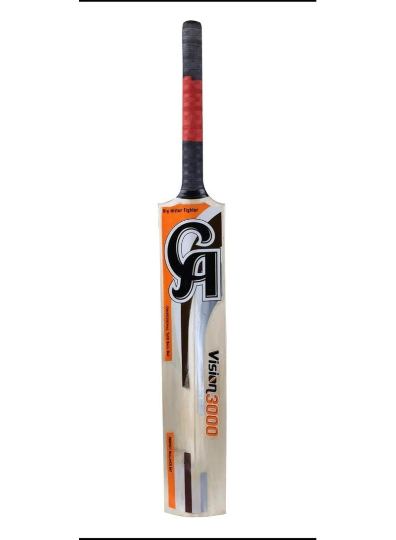 CA Vision 3000 Cricket Bat Tape Ball Tennis Ball Bat Wooden Handle Size ADULTS For Hitting - Image 1