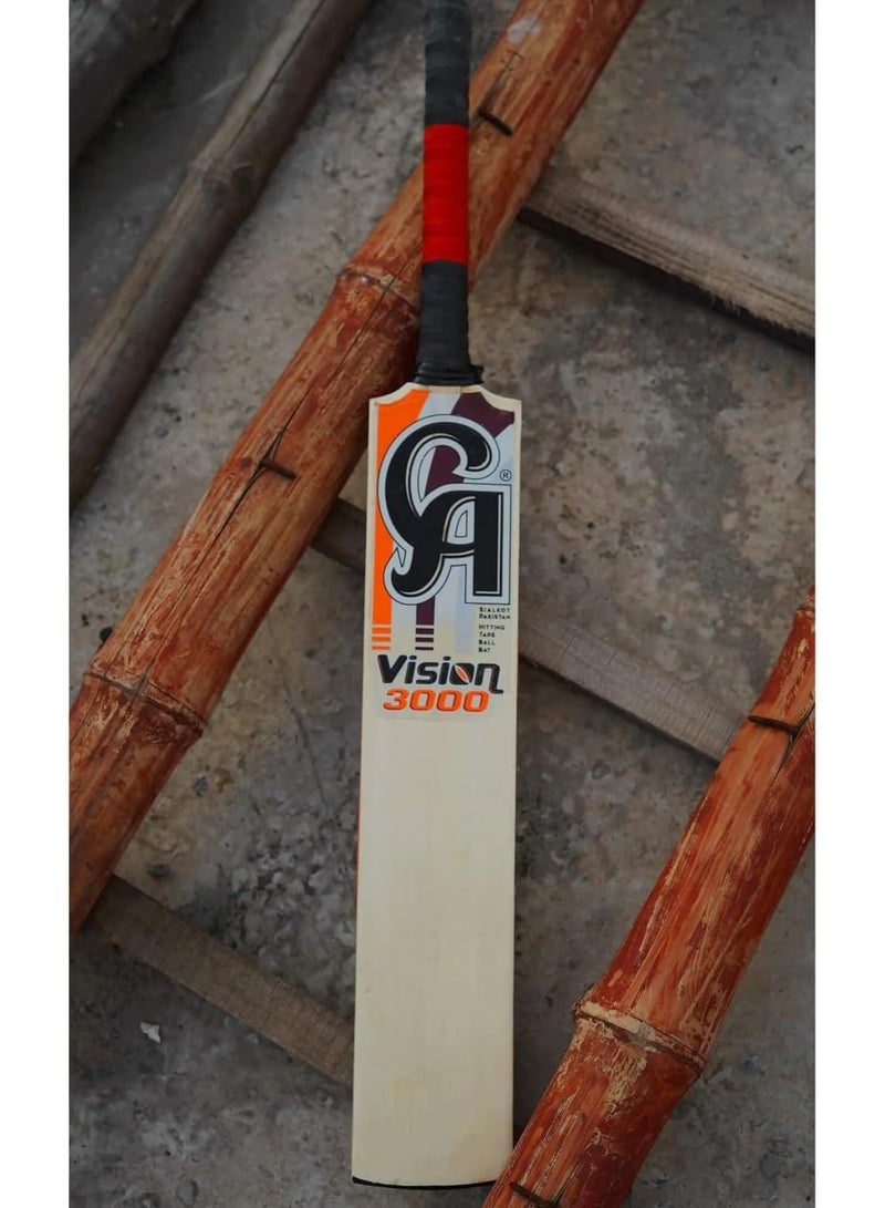 CA Vision 3000 Cricket Bat Tape Ball Tennis Ball Bat Wooden Handle Size ADULTS For Hitting - Image 3