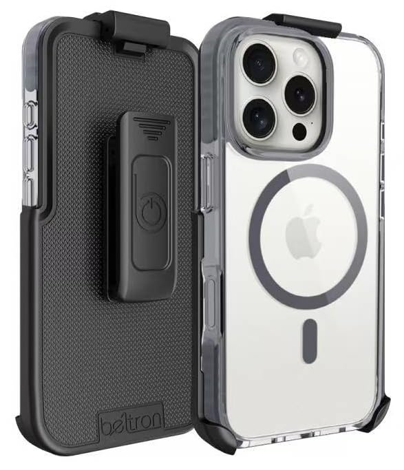 BELTRON Belt Case for iPhone 16 Pro Max, Slim Protective Transparent Case & Rotating Belt Clip Holster Combo (Compatible with MagSafe) - Image 2