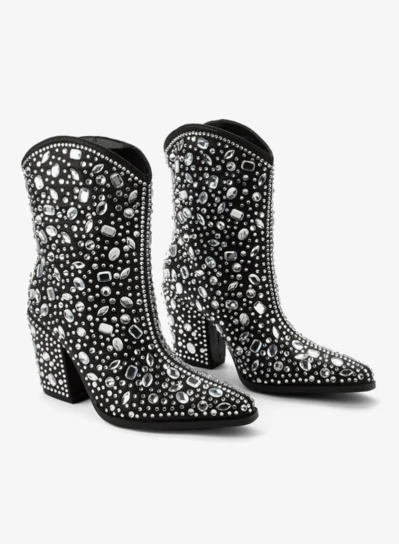 Celeste Black Women Studded High Shaft Boots for Women | Best Price UAE