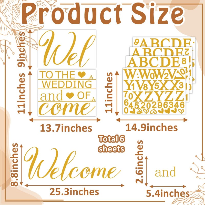 Haiddle Custom Name Welcome to Our Wedding Signs Personalized Wedding Mirror Decals Selfie Mirror Decal for Wedding Entry Reception Display Golden Date Marriage DIY Vinyl Lettering Welcome Party Decoration - Image 4