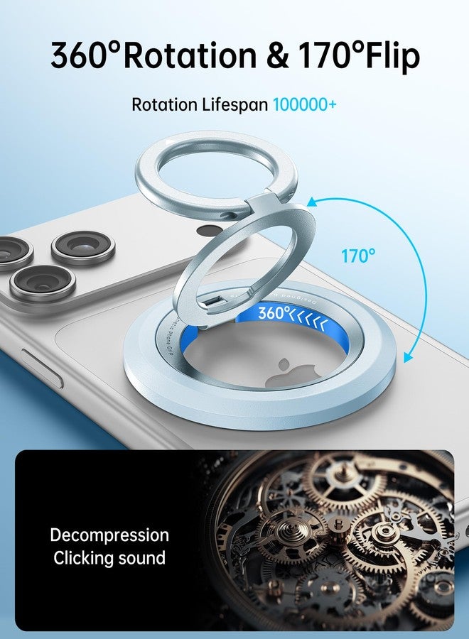 SYNCWIRE MagSafe Magnetic Cell Phone Ring Holder - Portable 360° Rotation Phone Grip with Dual Ring Compatible iPhone 16/15/14/13/12 Pro Max - Blue - Image 2