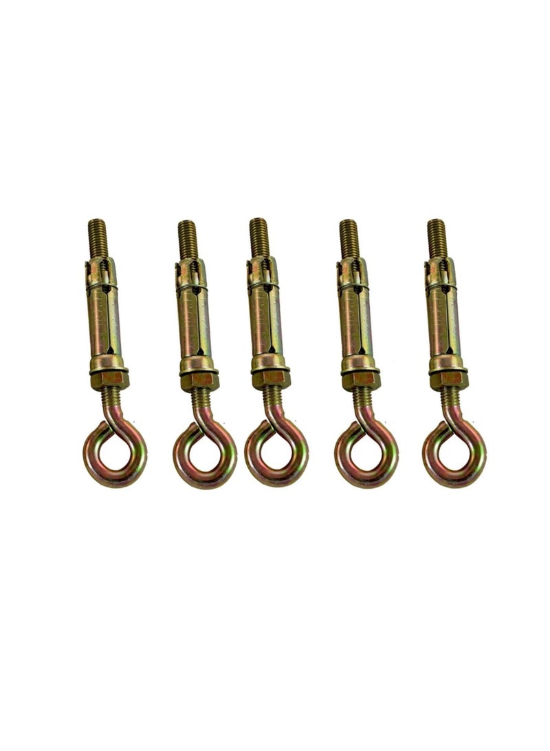 Robustline High Strength Metal Sleeve Shield Closed Hook/Eye Hook | Open Hook Anchor Bolt Pack of 5 (CLOSED HOOK, 8 MM) - Image 1