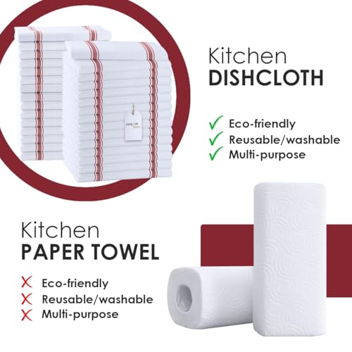 Avalon Kitchen Dish Towels Set (Value Pack of 30) Size 15x25 Inch, 100% Cotton Soft & Absorbent Kitchen Towels, Tea Towels, Reusable Cleaning Cloths for Household Cleaning (Red) - Image 2