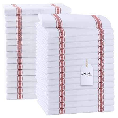 Avalon Kitchen Dish Towels Set (Value Pack of 30) Size 15x25 Inch, 100% Cotton Soft & Absorbent Kitchen Towels, Tea Towels, Reusable Cleaning Cloths for Household Cleaning (Red) - Image 1