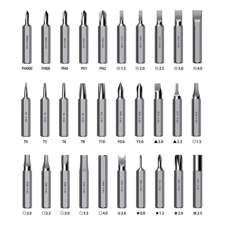 Axtella Wroughton 32 In 1 Mini Screwdriver Bits Set With Magnetic Flexible Extension Rod For Laptop Mobile Repairing With 2 Plastic Spudger1 ESD Non Magnetic TweezersCurved 1 Non Magnetic TweezerStraight  - Image 3