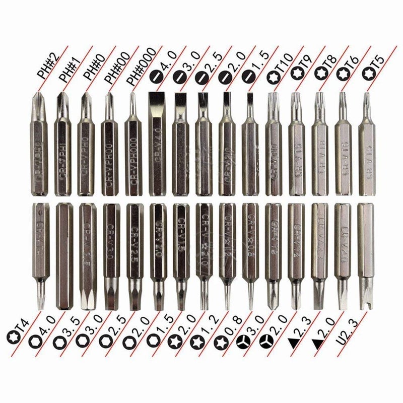 Axtella Wroughton 32 In 1 Mini Screwdriver Bits Set With Magnetic Flexible Extension Rod For Laptop Mobile Repairing With 2 Plastic Spudger1 ESD Non Magnetic TweezersCurved 1 Non Magnetic TweezerStraight  - Image 2