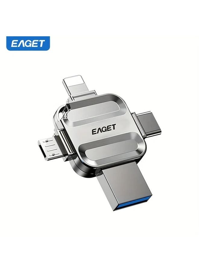 Eaget 32GB 4 في 1 محمول معدني يو إس بي 3.0 فلاش درايف عالي السرعة 110 ميجابايت/ثانية لأجهزة أندرويد وآبل - Image 4