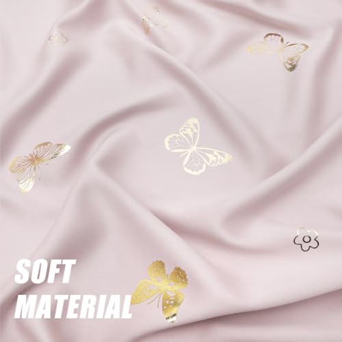 Jubilantex Pink and Gold Butterfly Blackout Curtains 84" Length for Baby Girls Nursery Bedroom and Living Room,80% Blackout Window Treatment,Grommet Top,2 Panels,Lavender Pink - Image 3