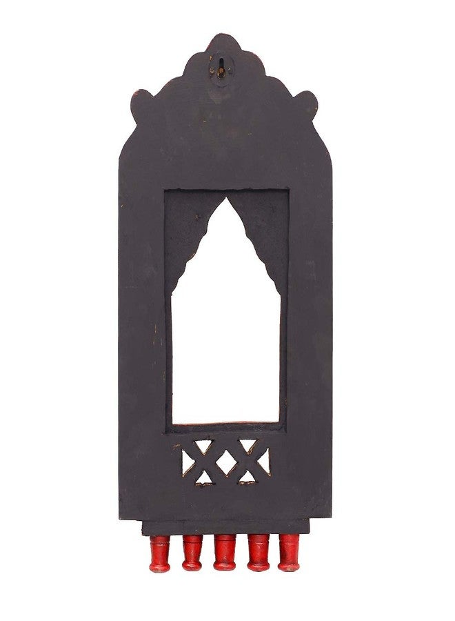 Medieval Arts Mina Solid Wood Hand Painted Wall Hanging Jharokha Frame (Red, 16 inches< Rectangular, Unframed) - Image 5