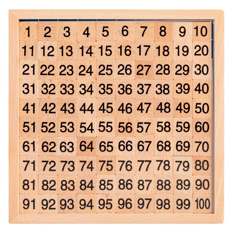 MERRYHEART Wooden Montessori Hundred Board, Counting Toy for Kindergarten - Toddler Math Game Board with Storage Bag - Image 1