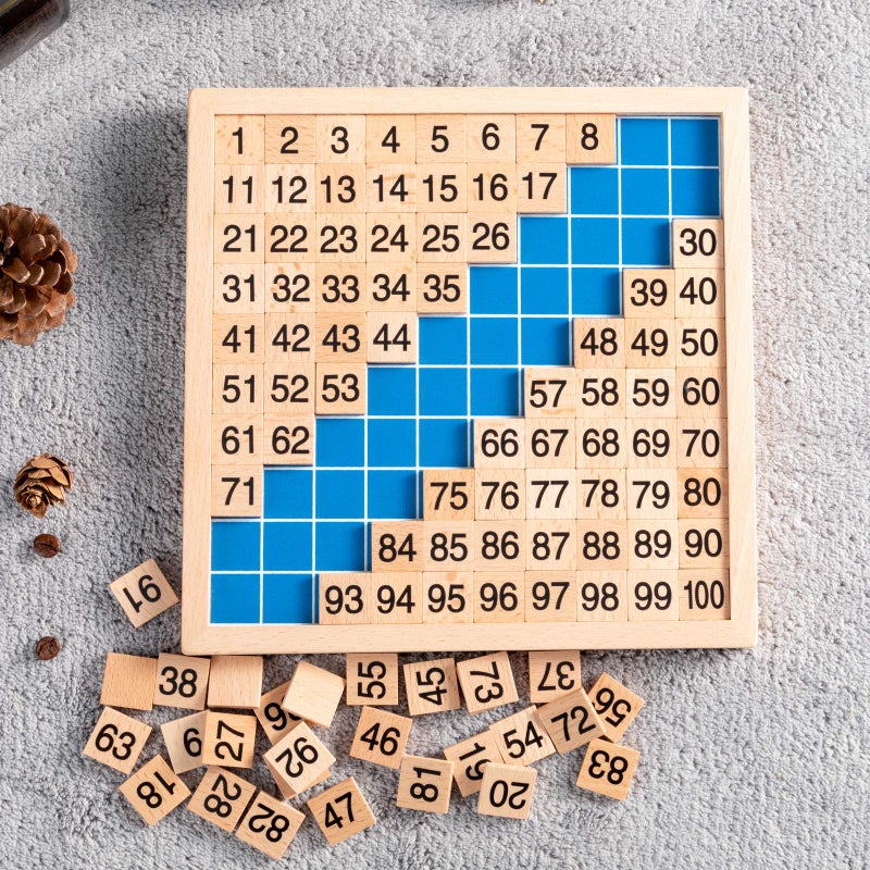 MERRYHEART Wooden Montessori Hundred Board, Counting Toy for Kindergarten - Toddler Math Game Board with Storage Bag - Image 5