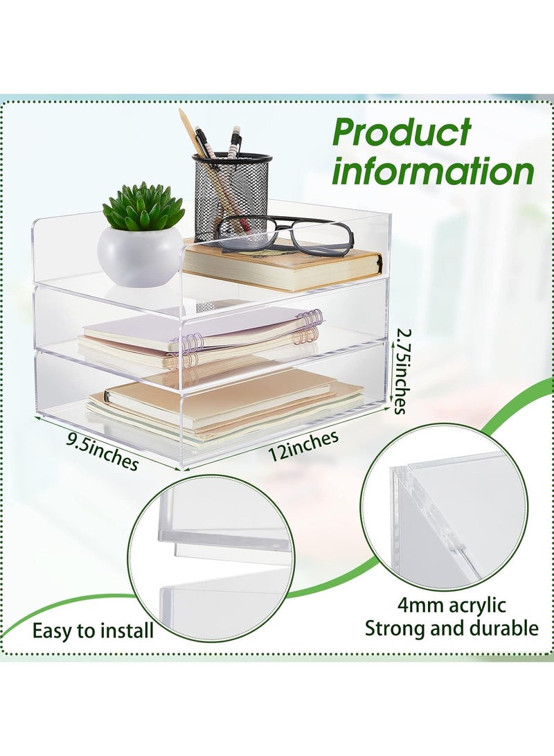 TPGP Acrylic Desk Organizers and Accessories Tier Paper File Organizer Tray Stackable Document Clear Desk Accessories for Office Workspace Organization (305 x 23.5 x 21 mm / 12.01 x 9.26 x 8.27 Inches) - Image 2