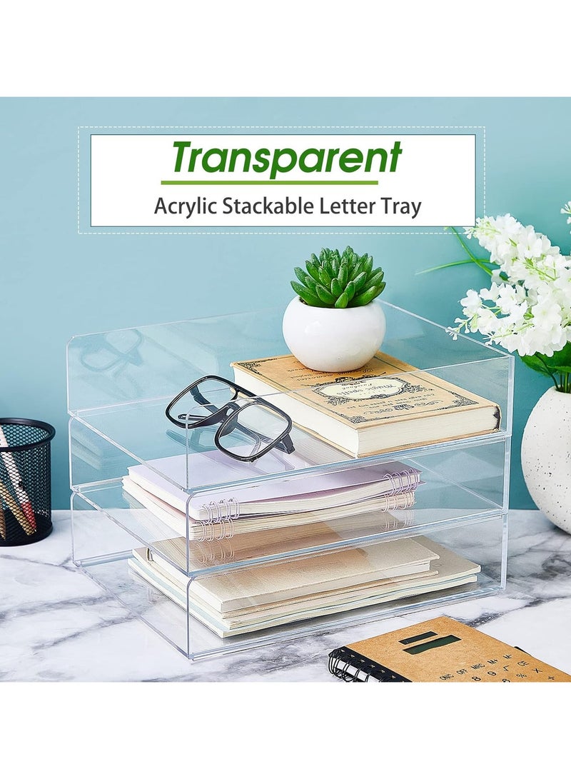 TPGP Acrylic Desk Organizers and Accessories Tier Paper File Organizer Tray Stackable Document Clear Desk Accessories for Office Workspace Organization (305 x 23.5 x 21 mm / 12.01 x 9.26 x 8.27 Inches) - Image 4